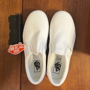 Kids Classic Slip On Vans - White - NIB